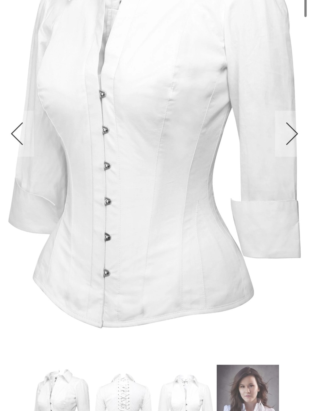 Tailored White Button-Front Shirt with Sculpted Waist